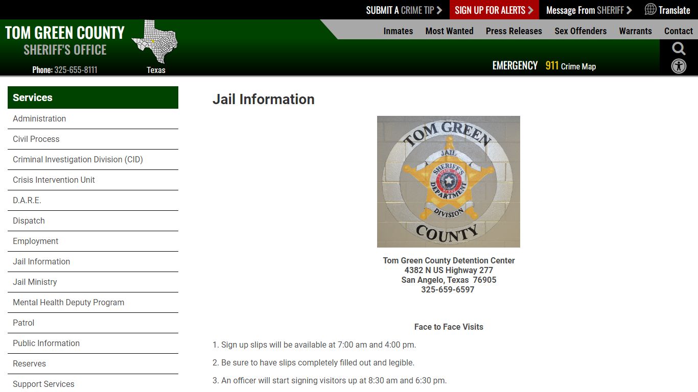 Jail Information | Tom Green County TX Sheriff's Office