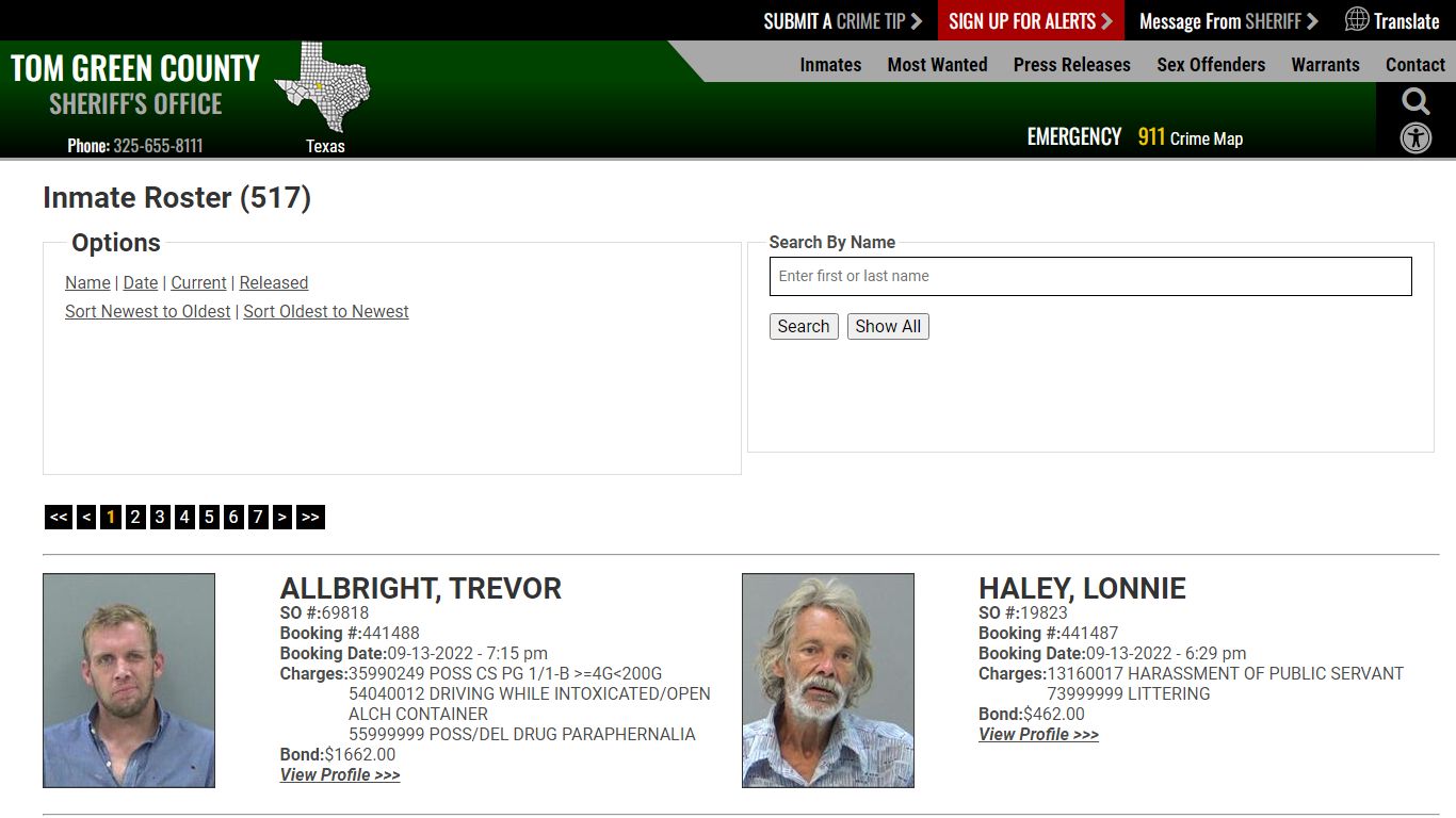 Inmate Roster - Tom Green County TX Sheriff's Office